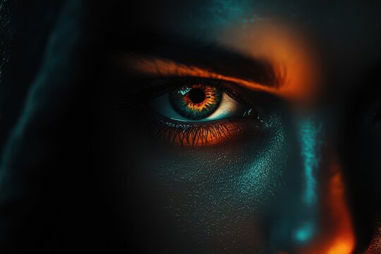 Close-up of a captivating eye, showcasing stunning detail and vibrant colors, perfect for artistic and editorial use.