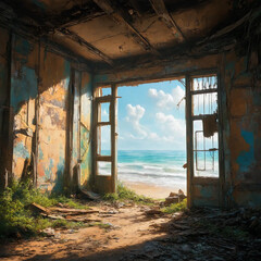 Fototapeta premium Forgotten Spaces: An Abandoned Building’s Story
