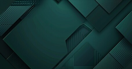 Obraz premium A modern abstract design featuring layered geometric shapes in varying shades of teal and dark green, ideal for backgrounds.