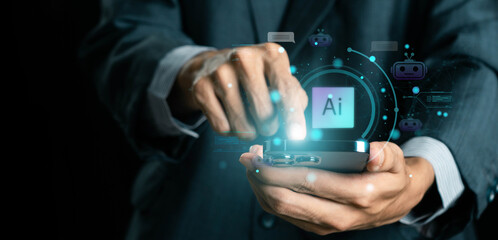 Chatbot artificial intelligence intelligent robot technology AI. Artificial intelligence technology automatically responds to online messages to help customers instantly. Digital chatbot