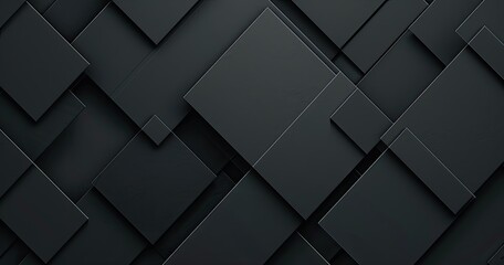 Fototapeta premium A modern abstract design featuring overlapping geometric shapes in shades of black, creating a sleek and sophisticated background.