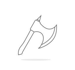 outlined wooden axe drawing vector element design graphic. Isolated outline drawing axe blade in white background