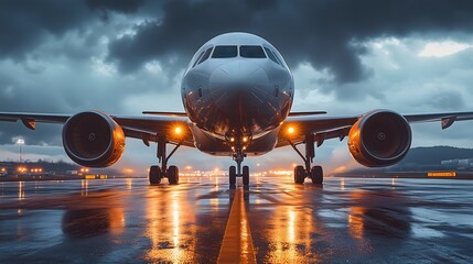
A close-up shot of an airplane's engines roaring as it takes off from the runway, with the ground blurring beneath it and a bright sky overhead, shot with a Canon EOS-1D X Mark III, 50mm f/1.4 lens, 
