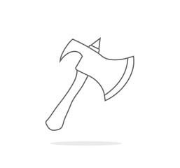 outlined wooden axe drawing vector element design graphic. Isolated outline drawing axe blade in white background
