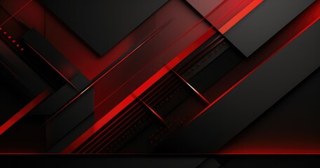 A modern abstract design featuring sharp angles and contrasting red and black colors, ideal for backgrounds or digital art.