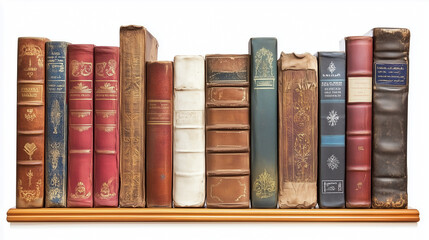 Stare książki, starannie poukładane na półkach, stoją w cichym kącie biblioteki. Każda książka z zarysowanymi grzbietami i złotymi napisami przyciąga wzrok, tworząc eleganckie i klasyczne wnętrze.
