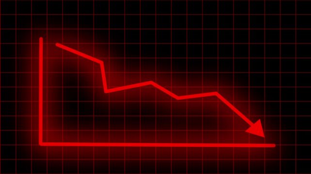 Red arrow is going down with dark grid line motion background