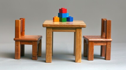 Play Table and Chairs: A small table and matching chairs set, great for kids to draw, craft, or play with building blocks, making playtime both fun and organized.
