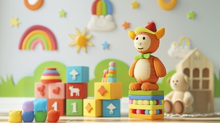 Obraz premium Wall Decals or Posters: Bright, playful decals or posters with themes like superheroes, animals, or fairy tales, bringing the walls to life with fun and imagination. 