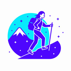 Woman hiking mountain