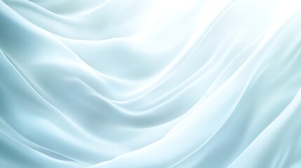 Abstract background of flowing light blue fabric with soft, smooth, and gentle waves.