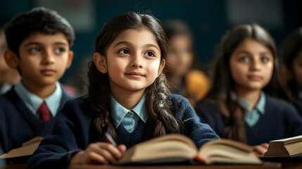A classroom scene with attentive children engaged in learning.