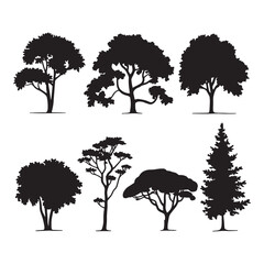 tree silhouettes on a white background. Vector illustration.