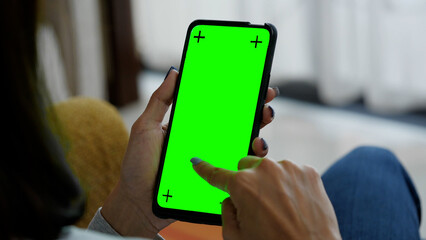 phone with finger touching the screen, smartphone green screen	
