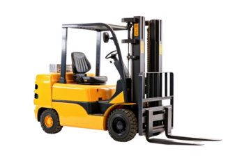 Retro style electric pneumatic forklift with white background