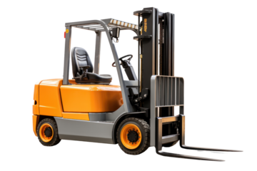 Retro style electric pneumatic forklift with white background