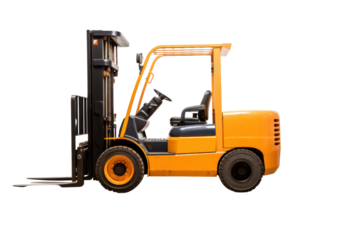 Retro style electric pneumatic forklift with white background