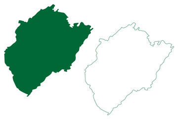 Budgam district (Jammu and Kashmir union territory, Republic of India) map vector illustration, scribble sketch Badgom or Badgam map