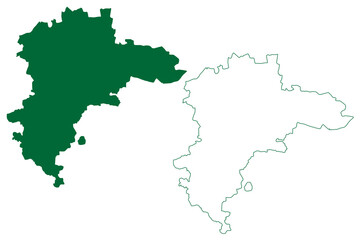 Botad district (Gujarat State, Republic of India) map vector illustration, scribble sketch Botad map