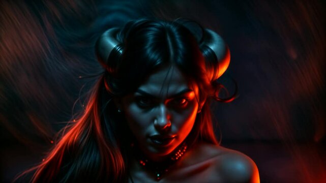devil horn woman evil wife face portrait