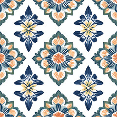 boho seamless pattern with art