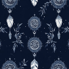 boho seamless pattern with art