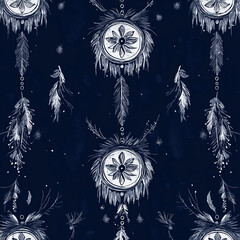 boho seamless pattern with art