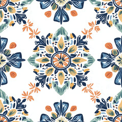boho seamless pattern with art