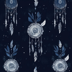 boho seamless pattern with art