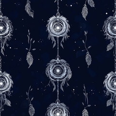 boho seamless pattern with art