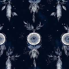 boho seamless pattern with art