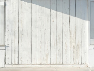 White Wooden Wall Texture with Shadow and Floor