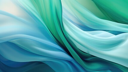 Obraz premium A serene abstract composition featuring flowing waves of blue and green hues, evoking a sense of calm and tranquility.