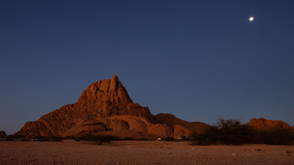 Spitzkoppe mountain by night, Namib desert, Namibia