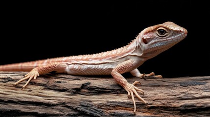 Naklejka premium A lizard is sitting on a log with its eyes closed, AI
