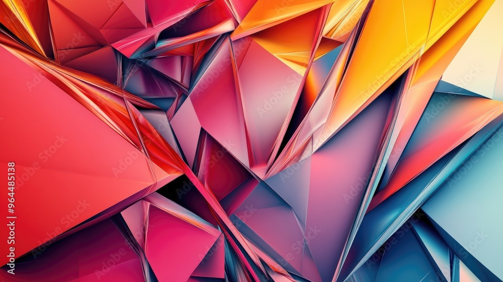 Poster a dynamic abstract background with large, sharp-edged triangles layered over each other in a bold co