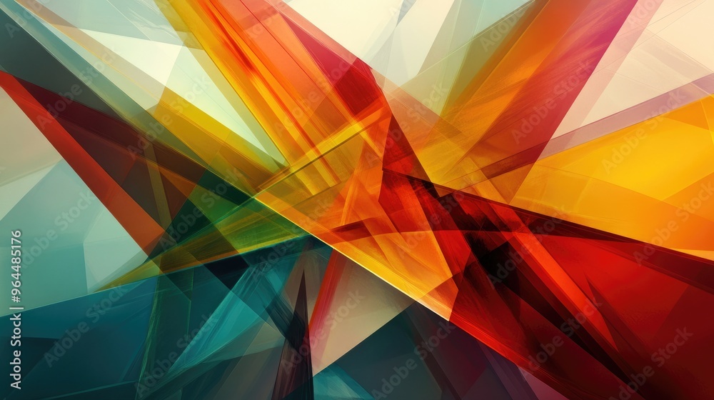 Poster a dynamic abstract background with large, sharp-edged triangles layered over each other in a bold co