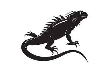 Iguana silhouette vector illustration, Iguana silhouette vector, Iguana silhouette PNG 