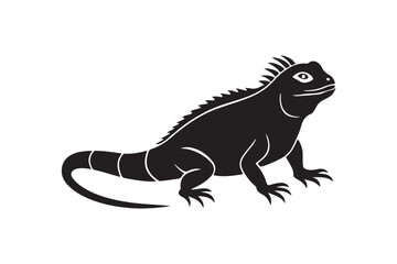 Iguana silhouette vector illustration, Iguana silhouette vector, Iguana silhouette PNG 