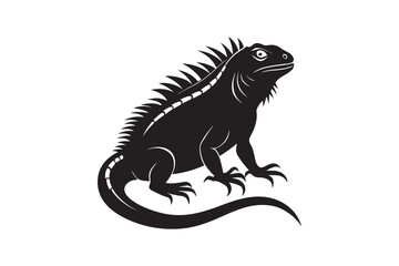 Iguana silhouette vector illustration, Iguana silhouette vector, Iguana silhouette PNG 