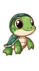 Fototapeta premium turtle cute turtle cartoon turtle green turtle animal illustration kawaii style baby turtle aquatic creature friendly turtle smiling turtle character design digital art whimsical animal 