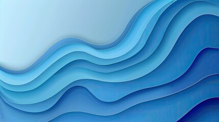 Obraz premium A serene abstract design featuring layered waves in various shades of blue, evoking calmness and fluidity.
