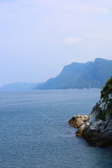 An island in the middle of the sea and the rocks next to it. Amasra, Bartin, Turkey