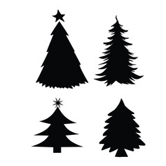 Collection of christmas tree elements design in hand drawn style