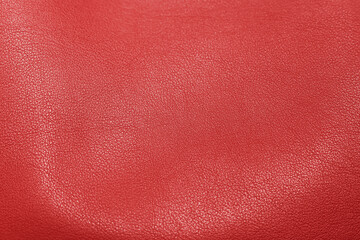 Fototapeta premium Red leather, closeup view of material texture