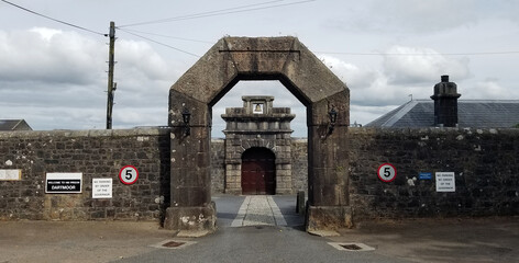 Princetown, Dartmoor, Devon, England: The front entrance to Dartmoor Prison (HMP Dartmoor); at the...