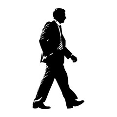 A business man walking pose vector silhouette isolated white background