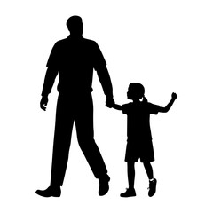 a father hugging his child vector silhouette, isolated white background