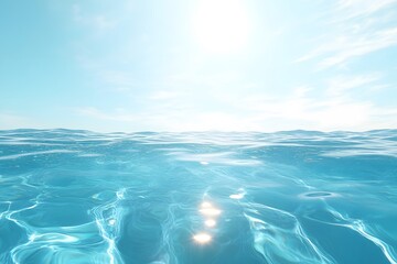 Fototapeta premium Ruhige und klare Wasseroberfläche unter blauem Himmel – Friedliche Meereslandschaft