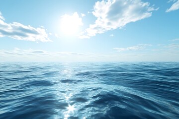 Fototapeta premium Ruhige und klare Wasseroberfläche unter blauem Himmel – Friedliche Meereslandschaft